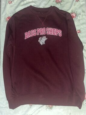 Bass Pro Shops Burgundy Crewneck Sweatshirt with Logo